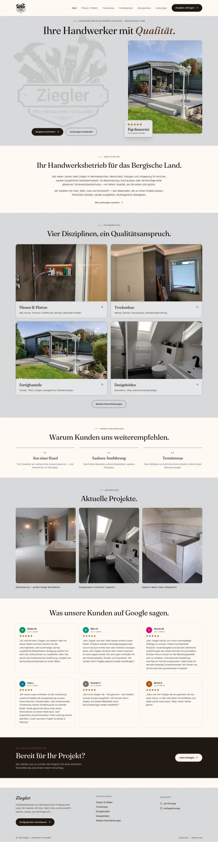 Website Ziegler – Ihre Handwerker mit Qualität
