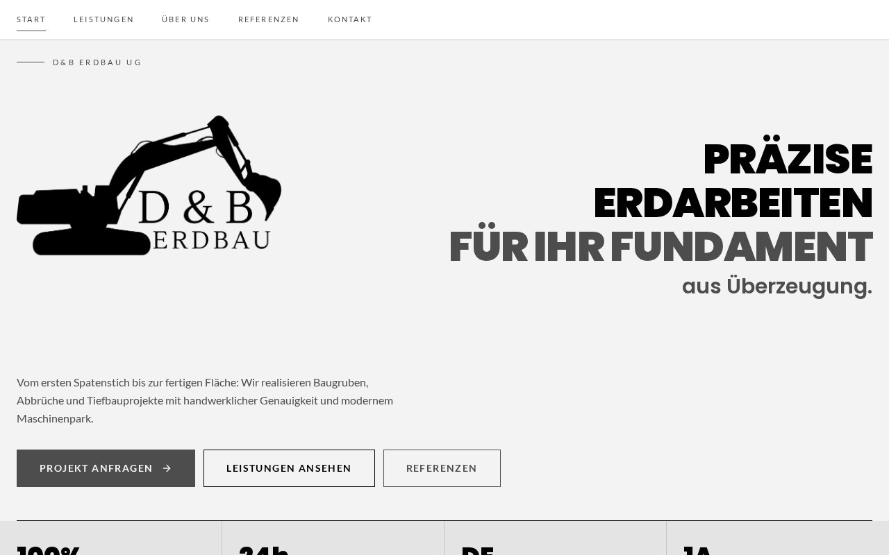 Vorschau der Website D&B Erdbau