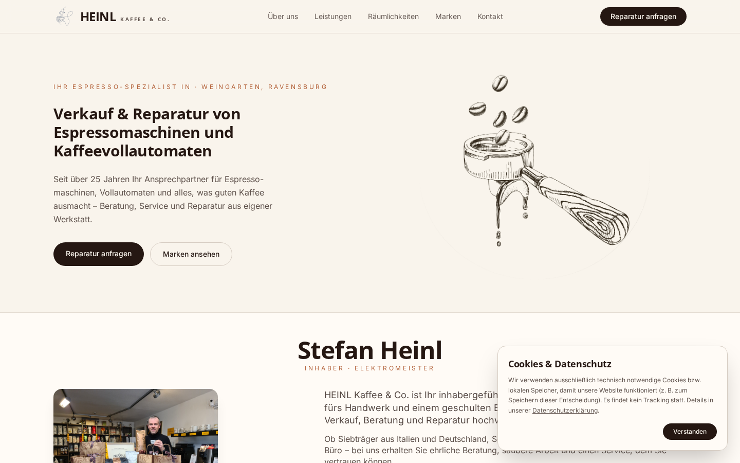 Vorschau der Website HEINL Kaffee & Co.