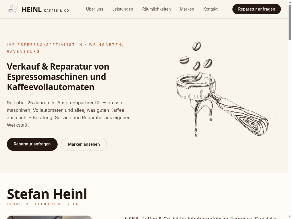 Vorschau der Website HEINL Kaffee & Co.