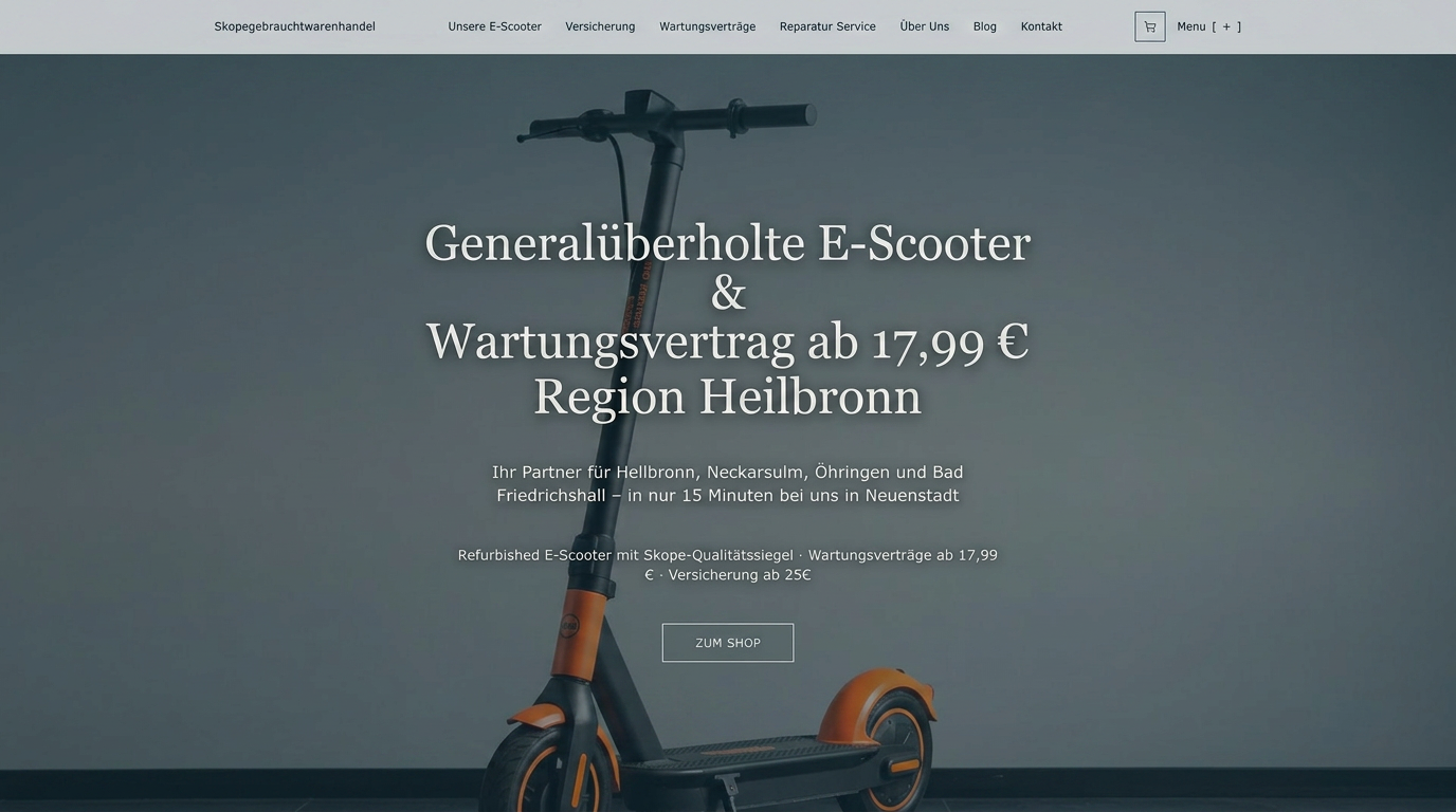 Vorschau der Website Skope Gebrauchtwarenhandel